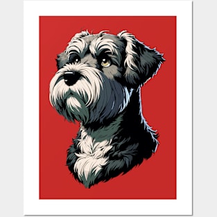 Stunning and Cool Glen of Imaal Terrier Monochrome and Gold Portrait for Father's Day Posters and Art